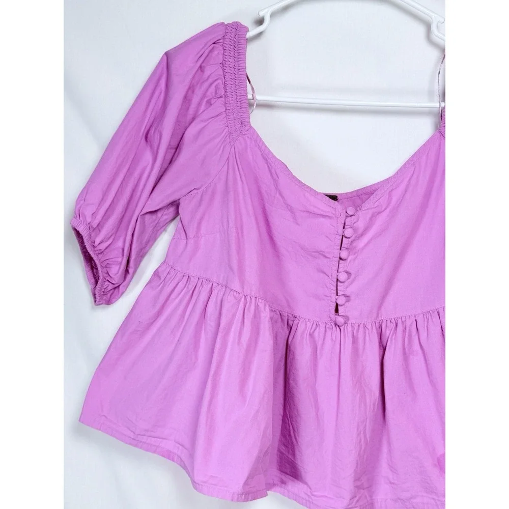 Free People Veronica Sweetheart Pink Babydoll Peplum Top XS